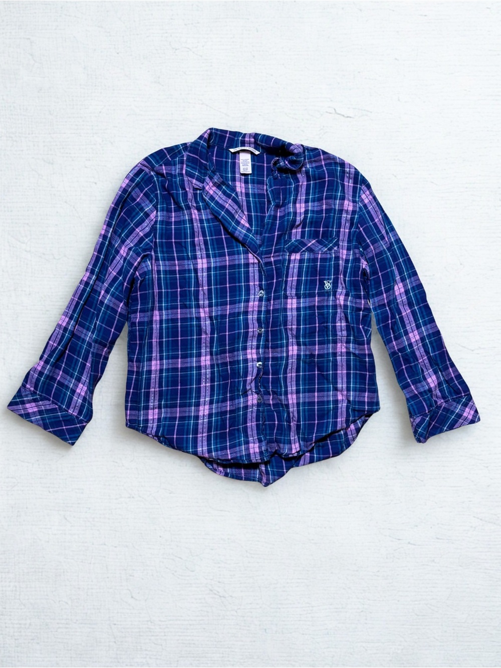 Victoria’s Secret Navy Purple Plaid Pajama Top